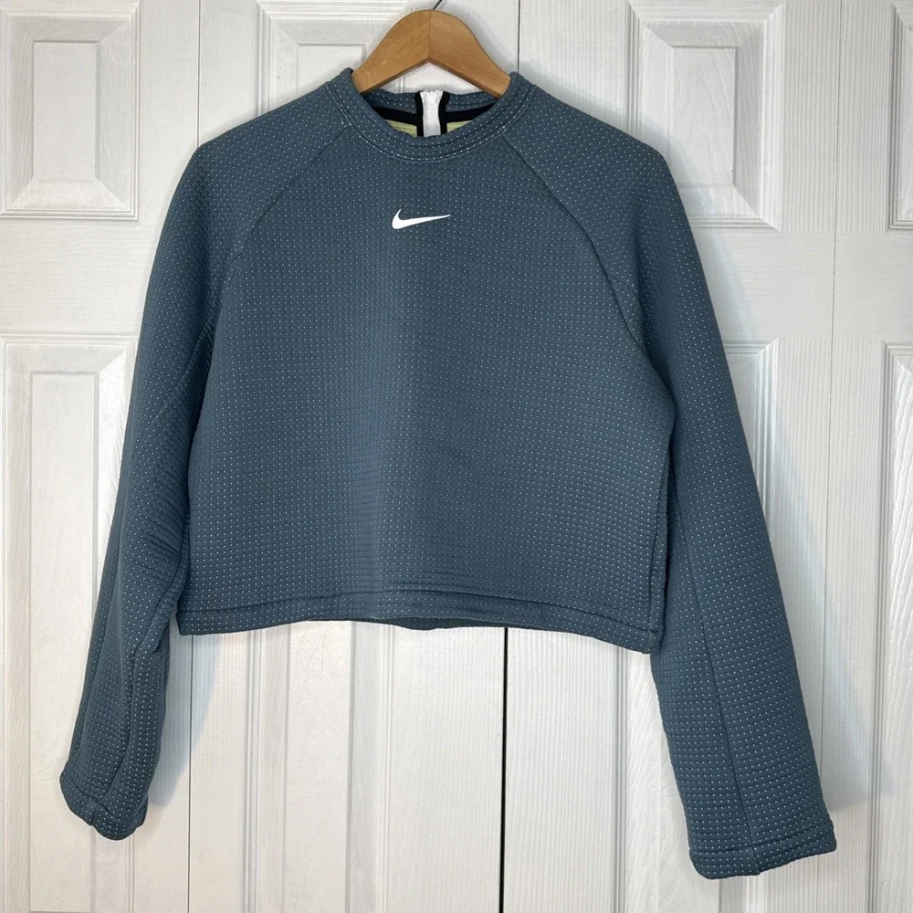 Nike Women's Sportswear Tech Fleece‎ Zipper Back Crop Sweater CZ1859-058 Size S